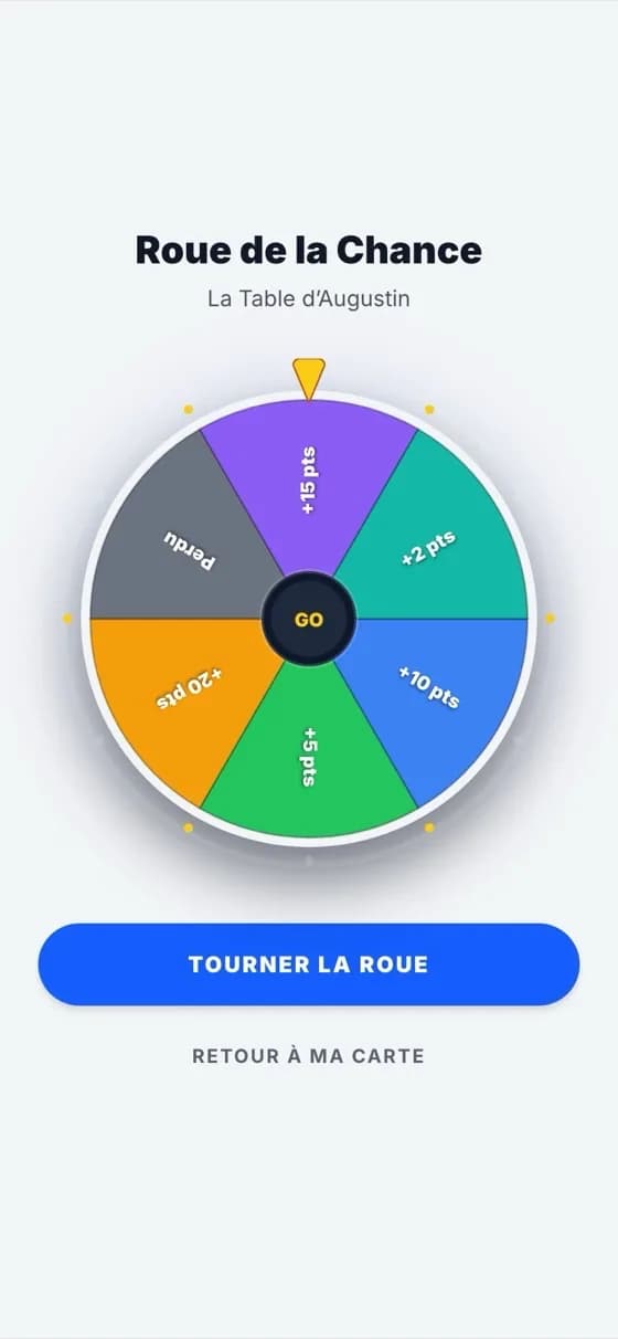 Roue de la chance sur la carte client
